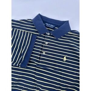 Polo Golf Ralph Lauren Medium Navy Yellow Striped Polo Shirt Men's Short Sleeve